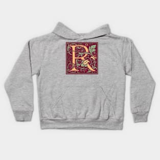 William Morris Vintage Letter R Kids Hoodie